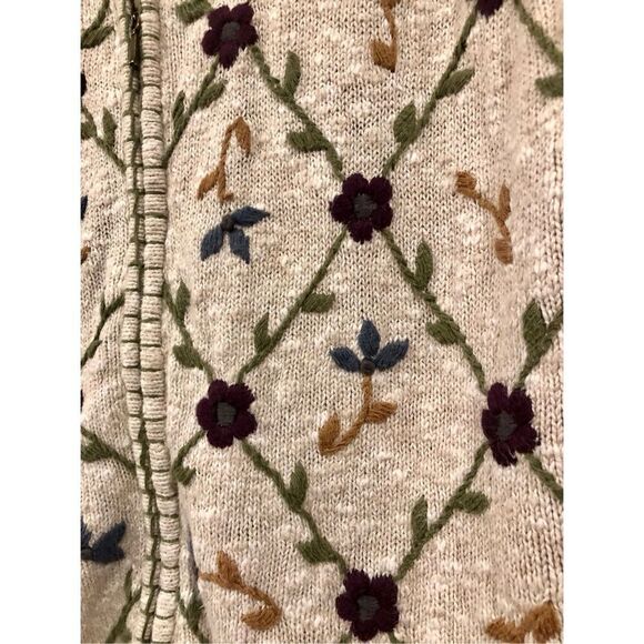 VNT Granny Sweater Vest Zip Up Embroidered Flowers Crochet Retro Vibes Swag - Picture 13 of 14